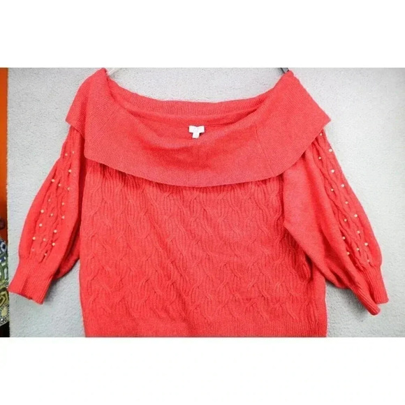 Crown & Ivy Off the Shoulder Red Hots Pearl Sweater-Size 4X-New w/Tags - Picture 1 of 9